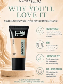 Maybelline Custom Foundation Flawless Versión 202, Muestra 18ml*2 piezas, Textura Ligera y Adherente, Alta Cobertura, Larga Duración, Resistente a la Opacidad - Base de maquillaje personalizada Flawless Foundation 202 de 18 ml - Ver 7
