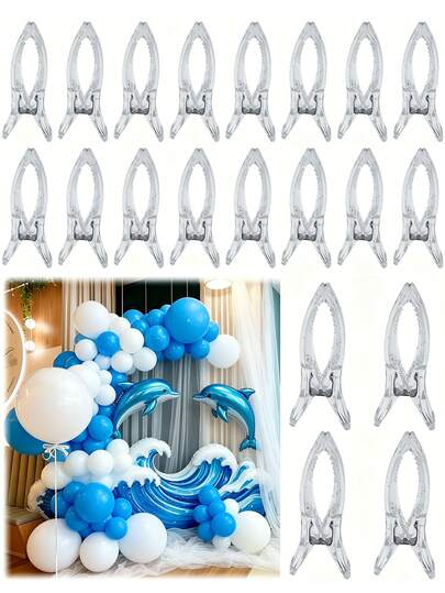 Heavy Duty Transparent Plastic Spring Clips, Suitable For Balloon Arch Construction, Birthday Party Decoration, Photography Backdrop, Crafts & Woodworking - Multi-Function Clips With Non-Slip Base, Balloon & Banner Fixing Clips