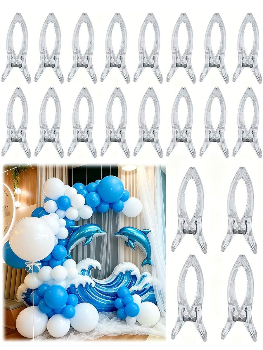Heavy Duty Transparent Plastic Spring Clips, Suitable For Balloon Arch Construction, Birthday Party Decoration, Photography Backdrop, Crafts & Woodworking - Multi-Function Clips With Non-Slip Base, Balloon & Banner Fixing Clips