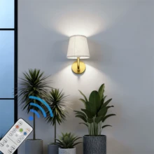 1pc/2pcs Fabric Wall Lamp, USB Rechargeable Fabric Wall Lamp With Remote Control, Dimmable Wall Lamp Decorative Light, Suitable For Vanity, Bedroom, Living Room (1800mAh) - USB - View 1