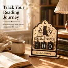 1pc Wooden Reading Counter Pendant, Fun Bookshelf Decor, Personalized Book Reading Tracker, Annual Reading Volume Counter, Library Decor, Bookshelf Decor Book Tracker Sign, Reader Gift, Bookworm Enthusiast Gift, Book Lover Christmas Gift - Counter - View 5