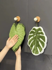 1/2 chiếc khăn treo thấm hút thiết kế lá sáng tạo cho phòng tắm, phòng ăn, nhà bếp - Nhiều màu - Xem 1