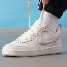 NikeCourt Borough Recrawford Comfort Fit GS Low-Top Sneakers (White/Purple) - White Purple - View 3