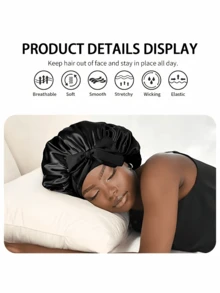 Solid Color Bow Ribbon Smooth Satin Women's Sleep Cap, Multiple Colors Available, Perfect For Curly Hair, Braids, Dreadlocks And Various Hairstyles. Comfortable And Casual, Suitable For Home, Daily Wear And Sleep. Unisex, This Nighttime Hair Care Product Keeps Your Hair Healthy All Night. Perfect Gift For Mother's Day - Coffee Brown - View 6