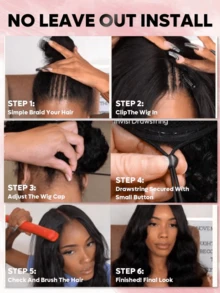 bling hair Perruques en cheveux humains Deep Wave V Part pour femmes, à clips, prêtes à porter, version améliorée U Part, sans mèches restantes, sans couture, sans colle, cheveux humains Deep Curled V Part sans colle, couleur naturelle, densité 180 - Natural Black - Voir 7