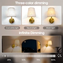 1pc/2pcs Fabric Wall Lamp, USB Rechargeable Fabric Wall Lamp With Remote Control, Dimmable Wall Lamp Decorative Light, Suitable For Vanity, Bedroom, Living Room (1800mAh) - USB - View 6