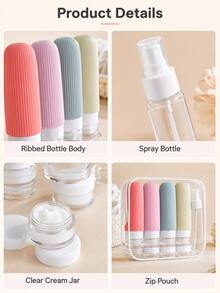 Travel Toiletry Bottles, Silicone Toiletry Containers, Leak-Proof Refillable Liquid Shampoo And Conditioner Travel Essential Toiletries - Multicolor - View 9