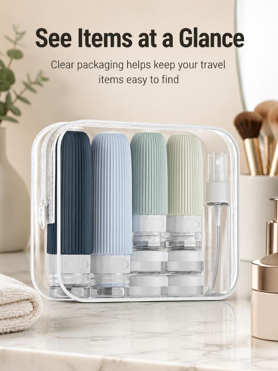 Travel Toiletry Bottles, Silicone Toiletry Containers, Leak-Proof Refillable Liquid Shampoo And Conditioner Travel Essential Toiletries - Multicolor - View 1