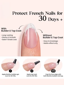 150pcs Long Stiletto High Heel Fake Nails, Nude And Black French Tip Soft Gel Nail Tips, Water Drop Shaped Fake Nail Set, 15 Sizes Included, Simple Versatile Style, Perfect For Women's Summer Wear - Black - View 7