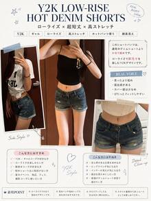 YEAE | Low-Waist Camouflage Denim Shorts - Elastic & Comfortable Fashion Design, Suitable For Summer Wear Casual - Dark Wash - View 5