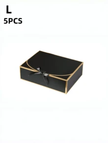 1/5/10PCS Black And Gold Lid Gift Boxes With Ribbon Tie Elegant Decorative Sturdy Cardboard Present Favor Storage Container Box Set For Wedding Birthday Valentine Day Anniversary Party Celebration Home Decor Craft - Black Gold - View 15
