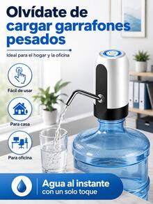 1 Piece Automatic Water Dispenser With LED Light, Rechargeable Automatic Water Dispenser Wireless Electric Drinking Water Pump - Black and White - View 1