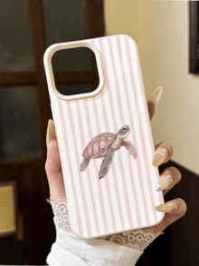 Summer Striped Turtle TPU Anti-Scratch Shockproof Phone Case Compatible With Apple XS XR 11 12 13 14 15 16 13 Pro Max 16 Pro Max 14 Plus 17 17 Pro Max Air, A35 S24 A16 S24 FE S20 S22 Plus S25 Ultra S25 S22 S21 A335G A12 A15 A23 A52 5G Galaxy S21 Galaxy S25 Ultra Galaxy A71 4G Galaxy S21 Plus Galaxy S22 Galaxy A55 Note20 Ultra A16 4G And Other Models - Pink - View 4
