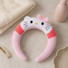 MINISO Sanrio Hello Kitty 毛絨化妝髮箍，粉色拼色蝴蝶結髮箍，適用於洗臉、護膚和 SPA - 彩色 - 查看 4