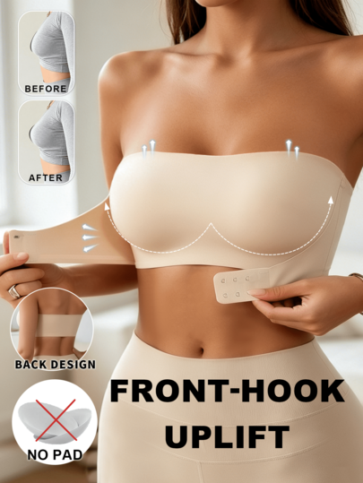 1pc Strapless Bra, Push-Up, Seamless, Anti-Slip, Bandeau Style, Wire-Free, Summer Wear, Women's Lingerie, Backless, Comfortable, Women's Bra, High Elasticity