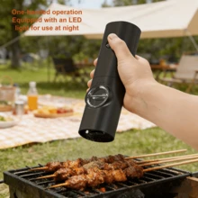 2pcs Electric Grinder Set (Includes Base + Brush), Separate Grinding For Pepper And Sea Salt, Battery Operated One-Touch Operation Portable, Ceramic Grinding Core More Durable, Suitable For Picnic, Kitchen, RV, Travel, Best Companion For Steak - 黑色 - 查看 2