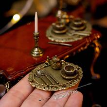 This Exquisite Victorian-Style Miniature Tableware Set Includes Delicately Crafted Candlestick (With Candle), Tableware, Teapot, Coffee Cup And Tray. Perfect For Decorating Afternoon Tea Or Dinner Scenes In Dollhouses. - one-size - View 2
