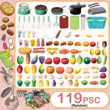 Set Mainan Dapur Mini untuk Anak-Anak, Cocok untuk Anak Laki-Laki dan Perempuan Usia 3-8 Tahun, Bermain Peran Memasak, Menggoreng, Memotong Buah dan Sayuran, Peralatan Makan, Peralatan Masak, Makanan, dan Aksesoris Realistis - MultiWarna - View 12