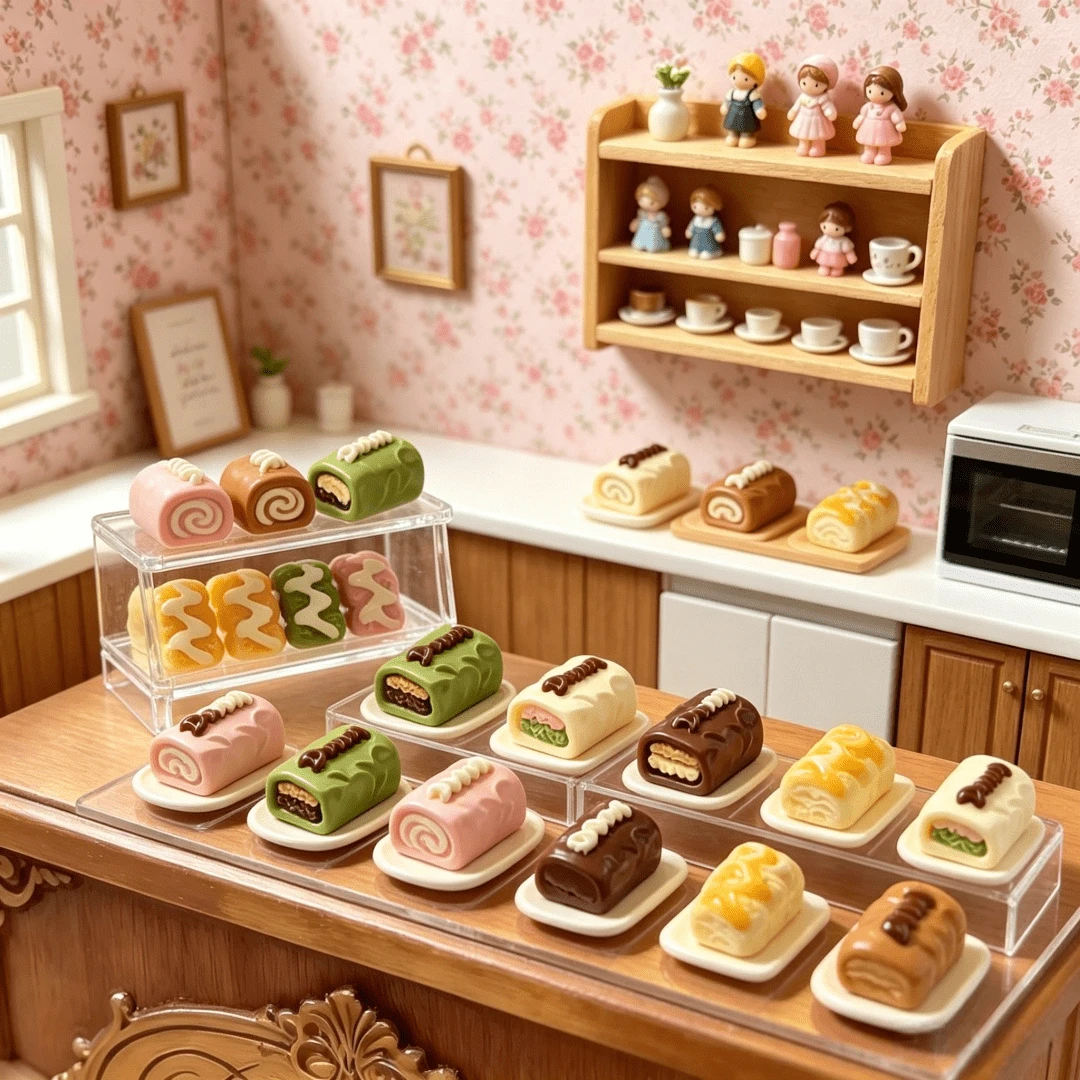 Miniatura de pan francés de chocolate de resina con glaseado falso de dibujos animados, mini comida de juego, dijes de pegamento de crema DIY para cabello, colgantes, fundas de teléfono, decoración de jardín, diorama, hogar, oficina, adornos de escritorio, coche, accesorios de fotografía, regalos de Navidad, Halloween y festivos - multicolor - Ver 1