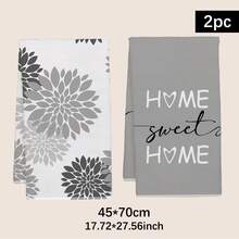 2pcs Simple Gray Geometric Petal "Sweet Home" Pattern Kitchen Towels, Soft Polyester Material Dish Cloths, Suitable For Kitchen Decor, Cleaning, Holiday Party Decoration, Kitchen & Bathroom Essentials, Home Decor, Housewarming Gift - Multicolor - View 11