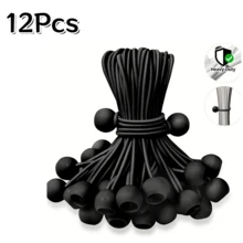 12/18/24/33/40Pcs Black Ball Head Elastic Bungee Cords, Outdoor Tent Elastic Ropes, Rain Canopy Awning Fixed Ball Rubber Bands, Luggage Cargo Binding Straps, Table Chair Tarp Sunshade Net Universal Buckle Elastic Ropes - Black - View 16