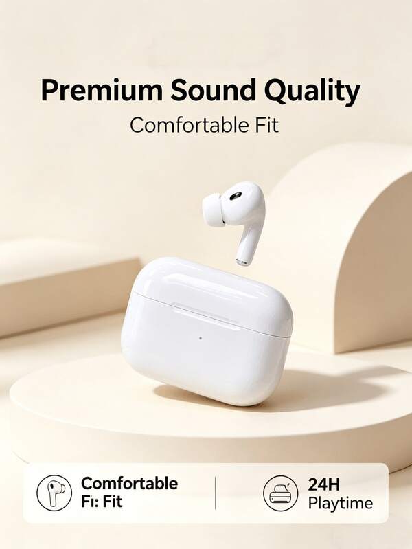 Wireless Bluetooth Noise Cancelling Earbuds, High-Quality Noise Reduction Technology, Comfortable And Snug Fit, Ideal For Daily Use And Travel. Wireless Bluetooth In-Ear Headphones, Noise Cancelling Design, Equipped With Charging Case.