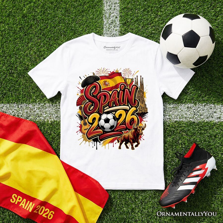 Spain 2026 Soccer Cup Global Championship T-Shirt, Fans Football Tee - 白色 - 查看 1