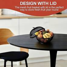 1pc Heavy Duty Metal Fruit Basket With Mesh Cover - Rust-Proof Design, Breathable, With Hanging Hole, Durable Metal Structure, Suitable For Kitchen, Camping, Picnic, Christmas Decoration - Reusable Fruit Storage Basket - View 9