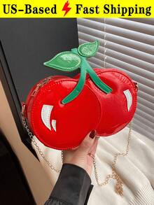 Cute Red Cherry Shaped Crossbody Bag - New Kawaii Sweet Style Ladies Shoulder Bag With Chain Strap, Unique Fruit - Themed Phone Pouch & Cartoon Pouch - 彩色 - 查看 11