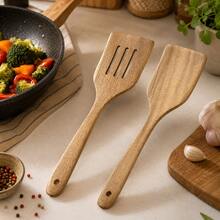 2PCS/1PC Acacia Wood Spatula Set Wooden Cooking Utensil Set - Brown - View 3