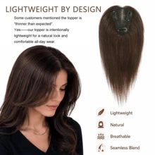 10-Inch Real Hair Topper For Women With Thinning Hair, No Bangs, Suitable For Crown Area - Multicolor - View 4