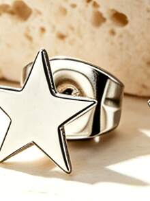 VceTd 2 Pairs/3 Pairs/5 Pairs Set Minimalist Fashion Cute Mini Style Triangle/Heartbeat/Water Cup/Five-Pointed Star/Heart Lock Design Stainless Steel Women's Earrings Set Suitable For Women's Daily Wear/Party/Evening/Date/Wedding/Holiday Gift For Friends - Silver - View 10