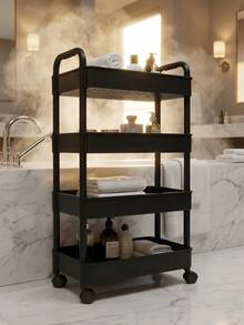 360° Rotating Rolling Storage Cart, Adjustable Shelves, Multi-Layer Storage Rack, Suitable For Kitchen, Bedroom And Outdoor Camping, Kitchen Storage And Organization, Room Decor, Kitchen Essentials, Bathroom Accessories - Multicolor - View 1