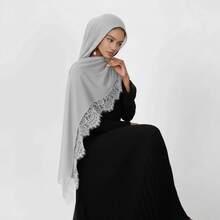 Romantic Lace Patchwork Modal Muslim Hijab, Elegant Muslim Hijab With Lace Arabic Abaya Hijab - Multicolor - View 20