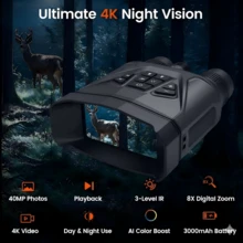 4K Night Vision Goggles Binoculars With AI Color Boost Mode, Photo & Video Recording, 3000mAh Battery For Wildlife Observation, Camping & Security, With Flashlight, Supports Audio Recording And Playback, And Offers An 8-12 Hour Battery Life - View 2