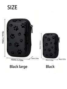Black Leopard Print EVA Hard Shell 4.3 Inch Compact Storage Box - Travel Protective Storage Bag, Suitable For Electronic Accessories, Earphones, Hard Drives And Data Cables; Shockproof Zipper Pouch (Storage Box Only) - Multicolor - View 4
