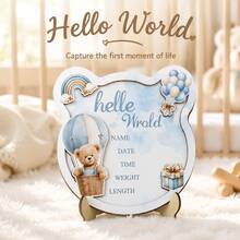 Wooden Baby Birth Announcement Sign Hello World Newborn Birth Announcement Board Baby Name Birth Announcement Sign Newborn Welcome Sign For Hospital Use - Bulletin Board - View 8