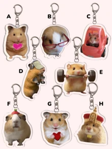 1pc Cute Hamster Acrylic Keychain, Heart, Toy Car, Fitness Dumbbell Pendant, Suitable For Bags, Lanyards And Keys, Exquisite Gift Choice For Lovers, Family And Party - Multicolor - View 11