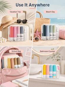 Travel Toiletry Bottles, Silicone Toiletry Containers, Leak-Proof Refillable Liquid Shampoo And Conditioner Travel Essential Toiletries - Multicolor - View 4
