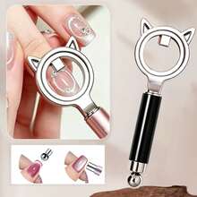Cat Shaped Circular Cat Eye Magnet With Handle Round Cat Eye Magnetic Nail Art Tool, Professional Circular Magnet, Instant Circular Effect, Strong Adhesion, Suitable For Gel Manicure - Multicolor - View 9