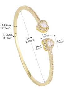 rakol 3pcs Open Cuff Bracelets, Copper Plated 18K Gold With Zirconia, Popular Style For Charming Girls - Silver - View 9