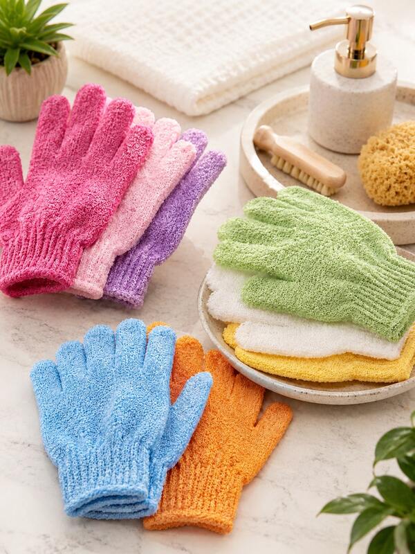 4PCS Exfoliating Bath Gloves – Multi-Color Soft Body Scrub Gloves For Daily Shower & Gentle Skin Care, Random Color