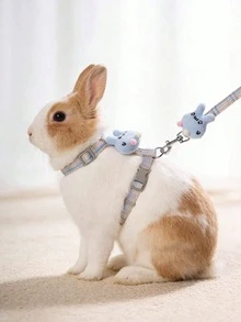 1pc Adjustable Rabbit Leash, I-Beam Rabbit Harness, Cute Rabbit Harness, Rabbit Leash, Suitable For Small To Medium Animals, Collar And Leash, Harness With Leash, Adjustable Leash, Rabbit Pet Accessories, Rabbit Pet Supplies, Rabbit Harness, Cat Harness, Dog Harness - Multicolor - View 4