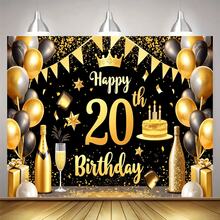 1pc Luxury Champagne & Beer Theme Birthday Party Photo Backdrop, Suitable For 18/21/20/30/40/50/60th Birthday Celebration Banner Flag, Polyester Material, No Electricity Needed, Indoor/Outdoor/Garden Wall Home Decor - Multiple Styles - View 13