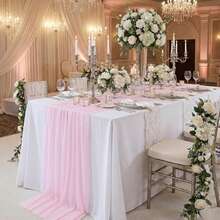 Light Pink Gauze Cheesecloth Table Runner Seasonal Fabric Kitchen Dining Wedding Holiday Table Decor For Home Party Indoor Outdoor Decorations - Baby Pink - View 4