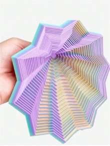 1pc 3D Printed Star Polygon Colorful Ornament, 3D Folding Structure Fidget Toy, Visual And Auditory Soothing Effect, Suitable As Desktop Decoration, Christmas Gift, Holiday Gift, Mother's Day Gift - Multiple Styles - View 4