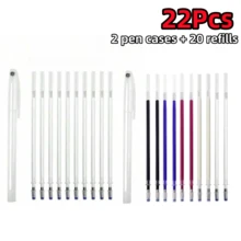 11/22/33/44Pcs 10pcs Mixed Color High Temperature Disappearing Fabric Marker Refills With 1pc Pen Case, Heat Erasable Pen, Fabric Marker, For Tailoring Sewing And Quilting Clothing, Multi-Color - Multicolor - View 26