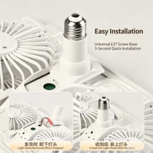 1 pieza, Ventilador de Techo con Luz LED de 60W Doble Cabezal Giratorio con Control Remoto Base Universal E27 de Rosca Luz de Espectro Completo Protección Ocular 3 Velocidades de Viento & 3 Cambios de Color Función de Temporizador Control Remoto Ventilador de Techo con Luz para Dormitorio Sala de Estar Cocina 10-30㎡ AC90-265V - Unitalla - Ver 6