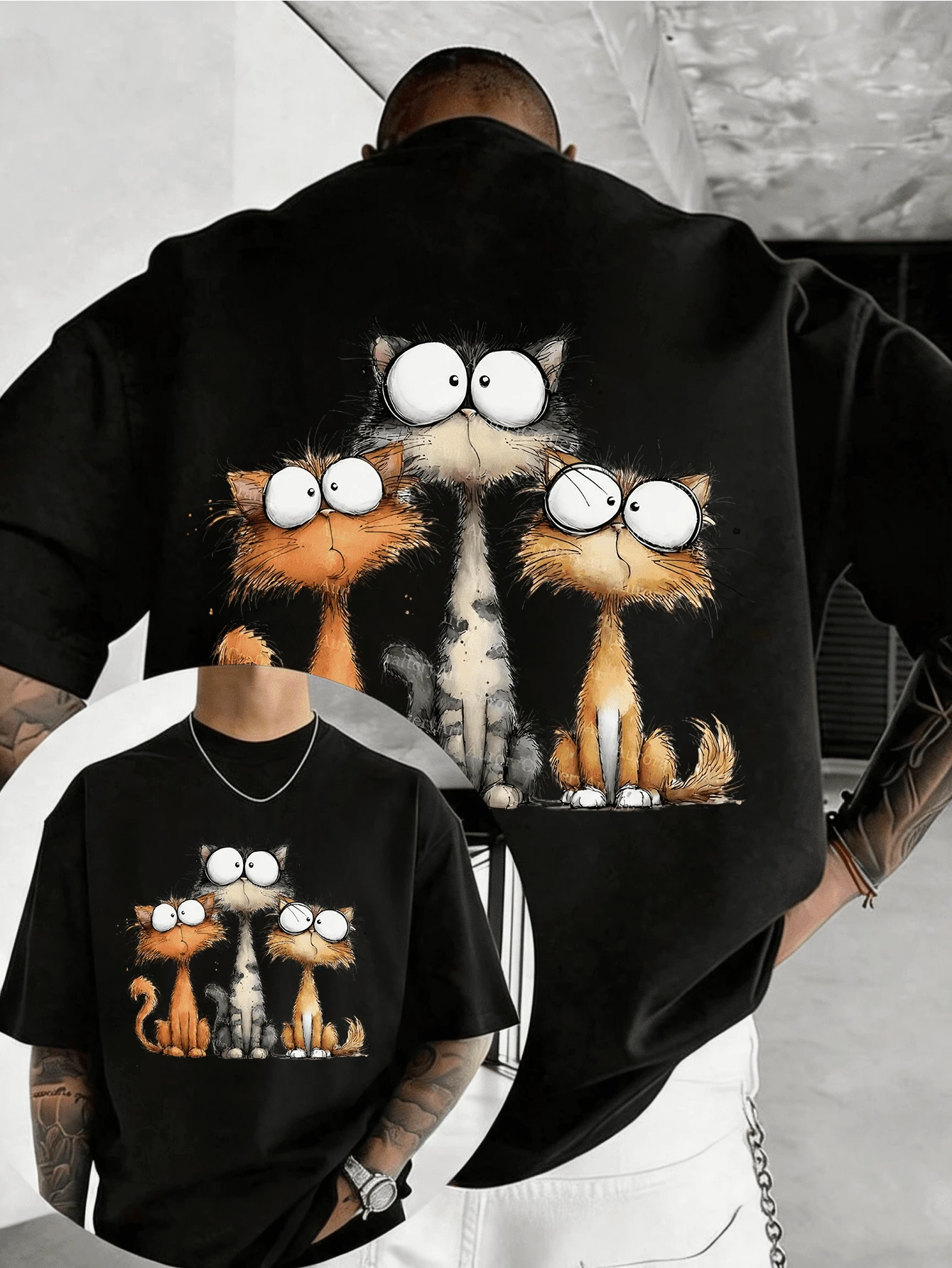 Men T-Shirts - 黑色 - 查看 1