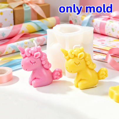 DIY Unicorn Candle Silicone Mold Cute Cartoon Animal Shape Epoxy Resin Mould DIY Scented Candle Craft Mold Ideal For Birthday Gifts & Home Decor